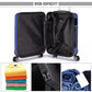 Kono Abs Sculpted Horizontal Design 3 Piece Suitcase Set - Navy Blue