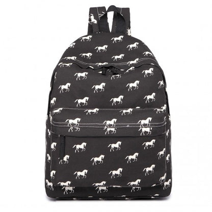 Miss Lulu Large Backpack Horse Black