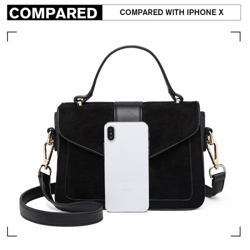 Miss Lulu Matte Leather Midi Handbag - Black