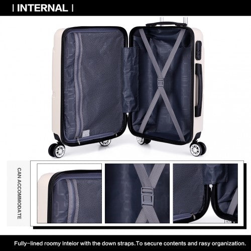 Kono 28 Inch Bandage Effect Hard Shell Suitcase - Beige