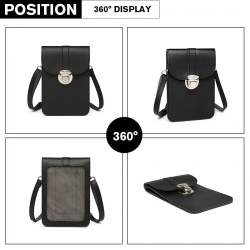 Miss Lulu Multi Use Purse Clutch Mini Shoulder Bag - Black