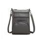 Miss Lulu Multi Pocket Leather Look RFID-Blocking Cross Body Bag - Grey
