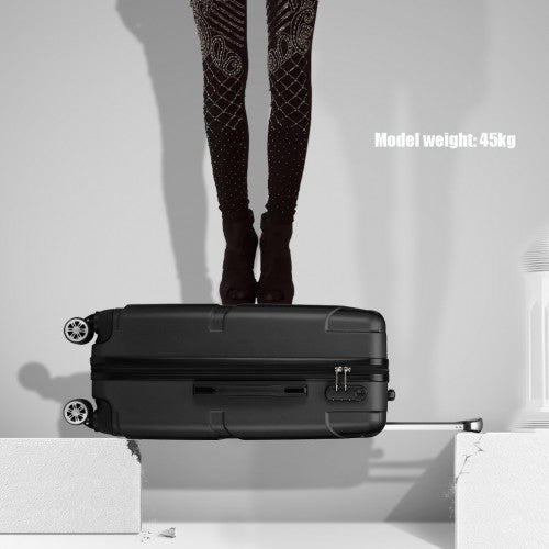 Kono 20-24-28” Bandage Effect Hard Shell Suitcase - Black