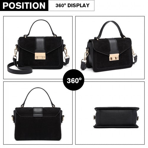 Miss Lulu Matte Leather Midi Handbag - Black