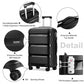 Kono 20 Inch Bright Hard Shell PP Suitcase - Classic Collection - Black