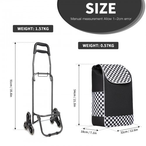 Kono 6 Wheel Push Shopping Trolley - Black