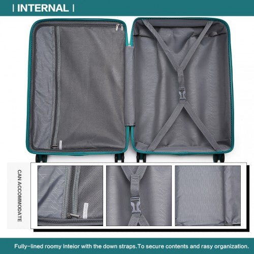 Kono 28 Inch Bright Hard Shell Pp Suitcase - Classic Collection - Blue/Green