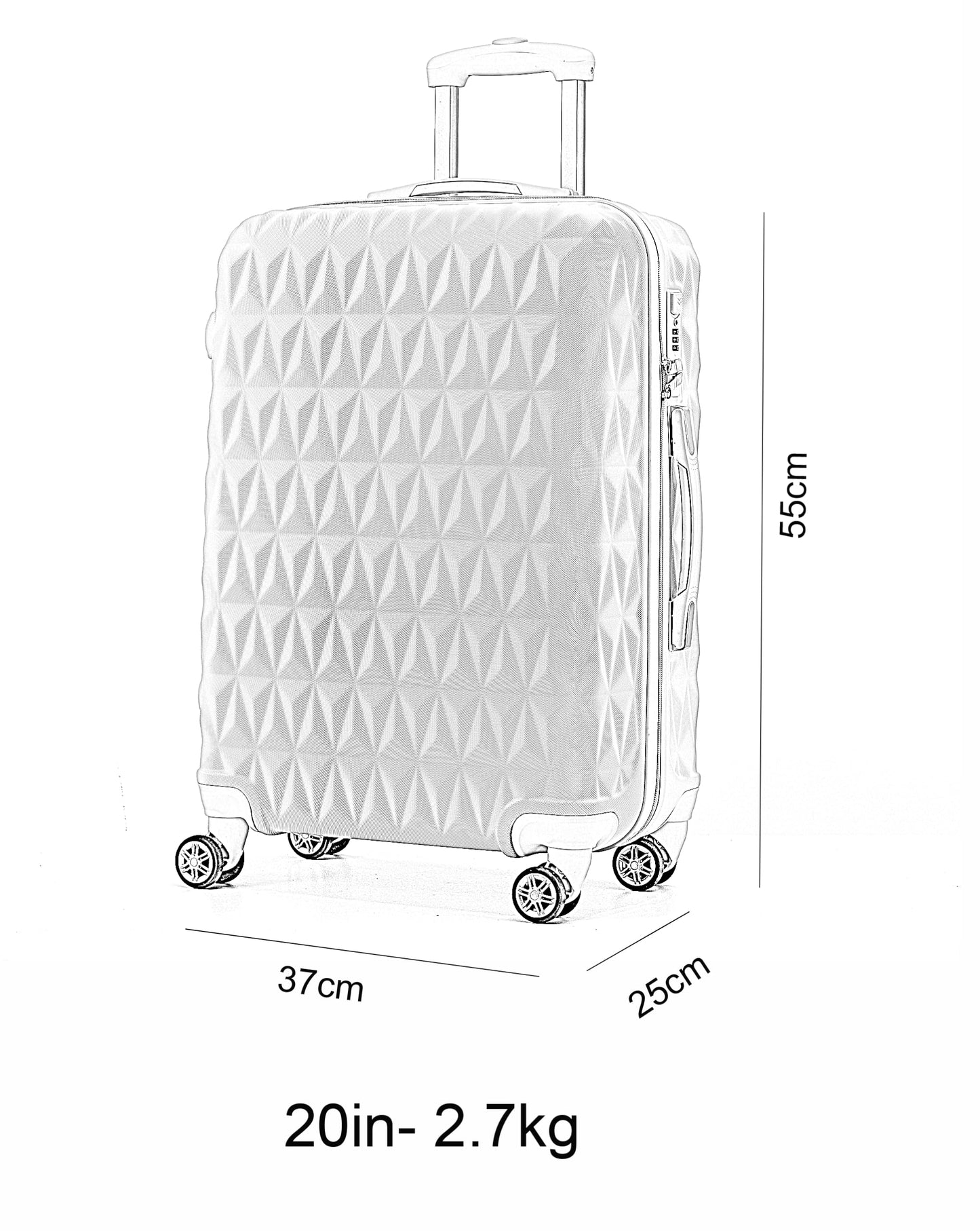 Hard Shell Cabin Carry On Suitcase 55 cm 2.5 kg 35 litres 4 Wheels with Built in 3 Digit Combination Lock, Approved for Ryanair, easyJet, British Airways & More (Black)