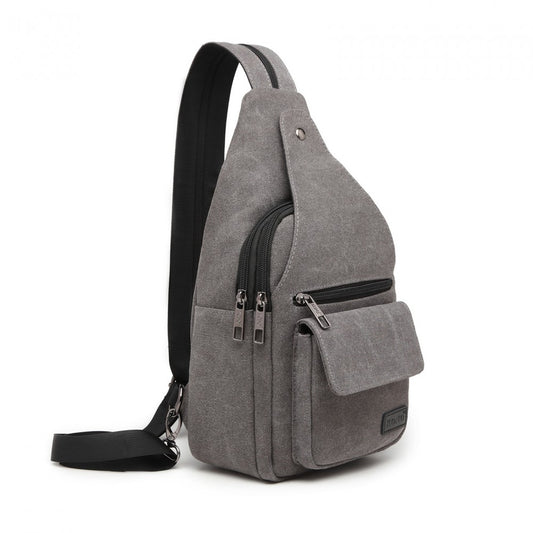 Kono Casual Canvas Single Strap Sling Backpack - Grey