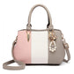 Miss Lulu Leather Look Colour Block Bow Pendant Handbag - Grey