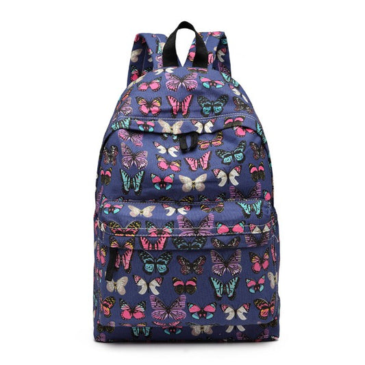Miss Lulu Large Backpack Butterfly Navy