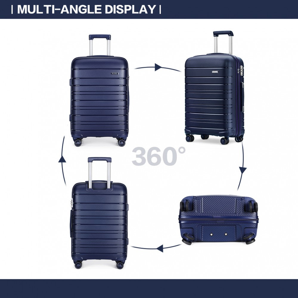 Kono 28 Inch Multi Texture Hard Shell Pp Suitcase - Classic Collection - Navy
