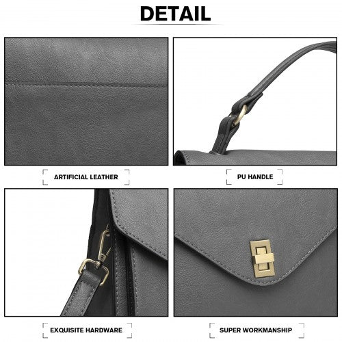 Miss Lulu Functional Satchel Handbag - Grey