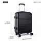 Kono Abs Sculpted Horizontal Design 3 Piece Suitcase Set - Black