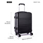 Kono Abs Sculpted Horizontal Design 3 Piece Suitcase Set - Black