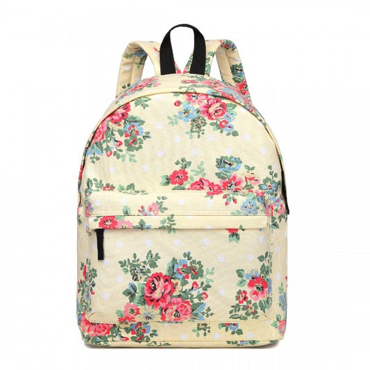 Miss Lulu Large Backpack Flower Polka Dot  -Biege