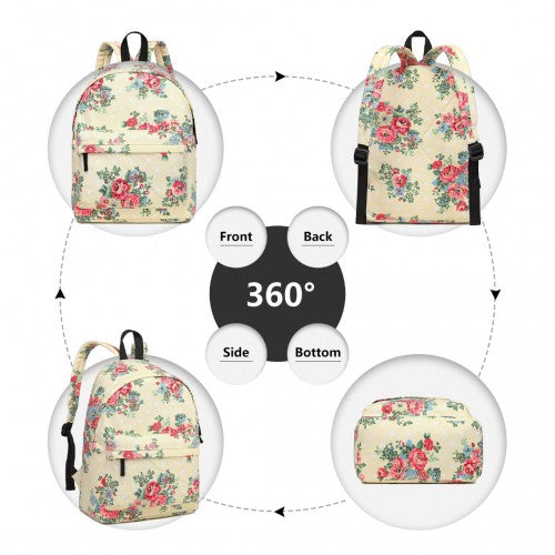 Miss Lulu Large Backpack Flower Polka Dot  -Biege