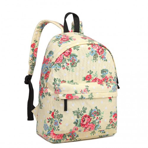 Miss Lulu Large Backpack Flower Polka Dot  -Biege