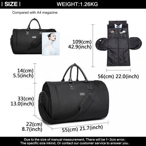 Kono Travel Suit Garment Duffle Bag - Black
