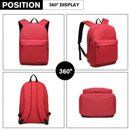 Kono Large Functional Basic Backpack - Red