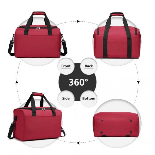 Kono Structured Travel Duffle Bag - Burgundy