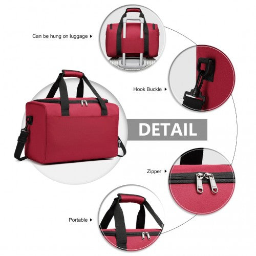 Kono Structured Travel Duffle Bag - Burgundy