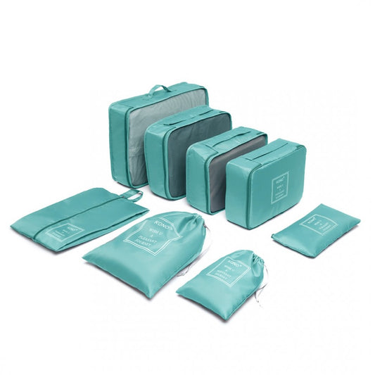 Kono 8 Piece Polyester Travel Luggage Organiser Bag Set - Blue