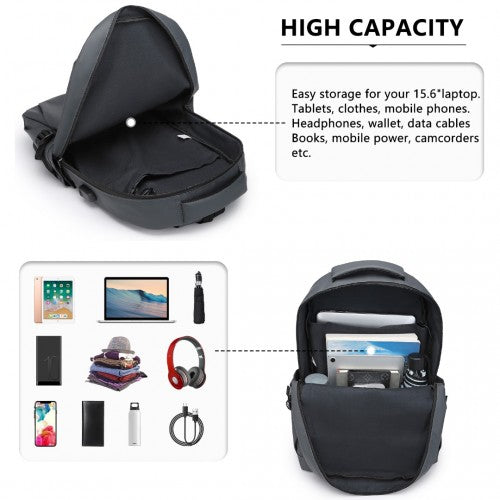 Kono Leisure Water-Resistant Functional Backpack - Grey