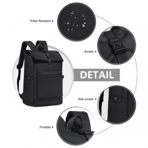 Kono Durable Water-Resistant Stylish Backpack - Black