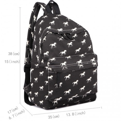 Miss Lulu Large Backpack Horse Black