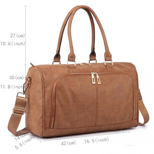 Miss Lulu Leather Look Maternity Changing Shoulder Bag Brown