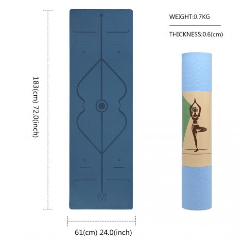 Kono TPE Non-Slip Classic Yoga Mat - Navy & Blue