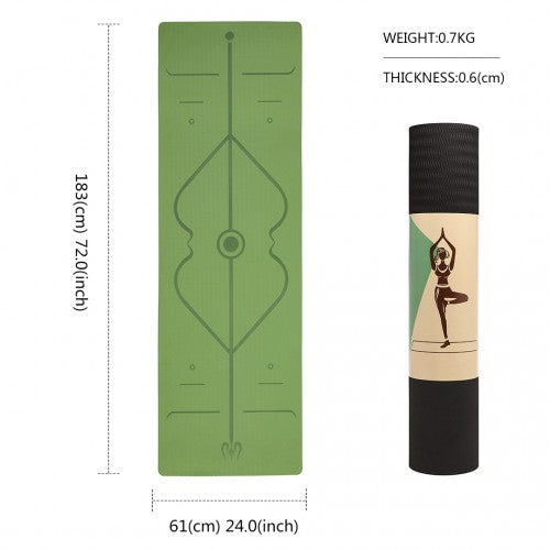 Kono TPE Non-Slip Classic Yoga Mat - Black & Green