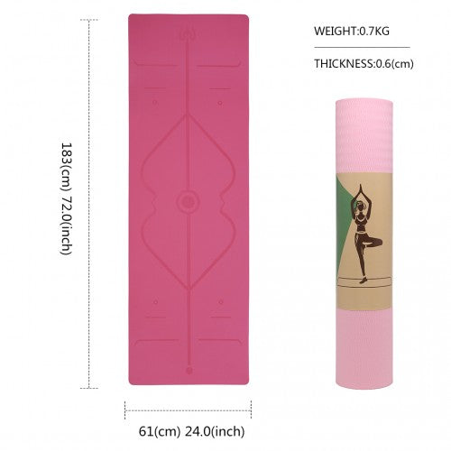 Kono TPE Non-Slip Classic Yoga Mat - Plum & Pink