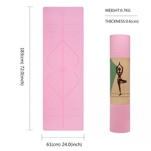 Kono TPE Non-Slip Classic Yoga Mat - Pink