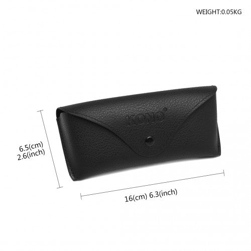 Kono Leather Look Soft Sunglasses Case - Black