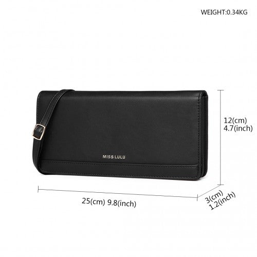 Miss Lulu Multi Use Purse Clutch Mini Shoulder Bag - Black
