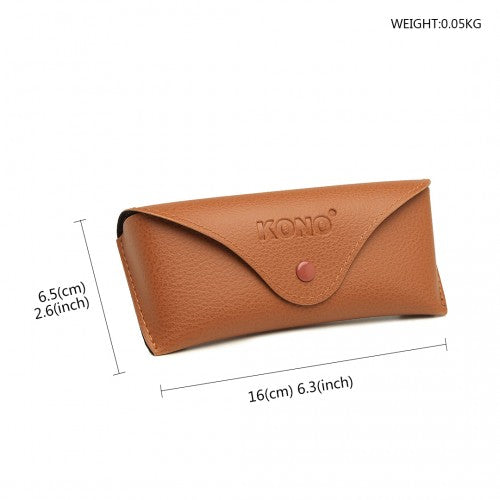 Kono Leather Look Soft Sunglasses Case - Brown