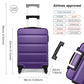Kono Horizontal Design Abs Hard Shell Luggage 20 Inch Suitcase - Purple