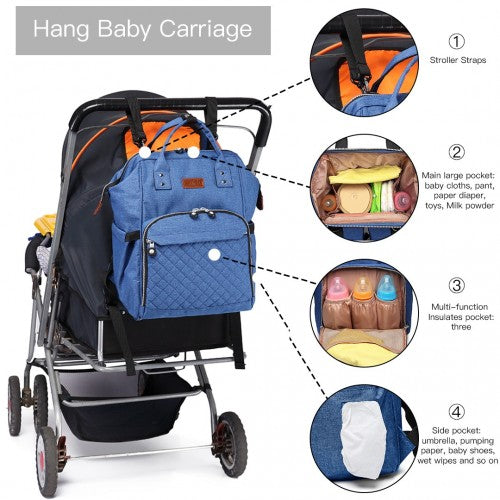 Kono Wide Open Designed Baby Diaper Changing Backpack - Blue