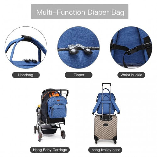 Kono Wide Open Designed Baby Diaper Changing Backpack - Blue