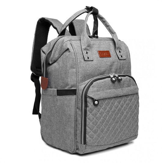 Kono Wide Open Designed Baby Diaper Changing Backpack - Grey