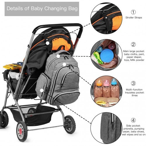 Kono Large Capacity Multi Function Baby Diaper Backpack Grey