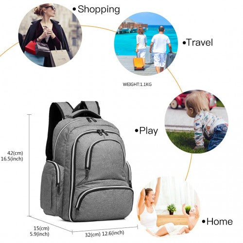 Kono Large Capacity Multi Function Baby Diaper Backpack Grey