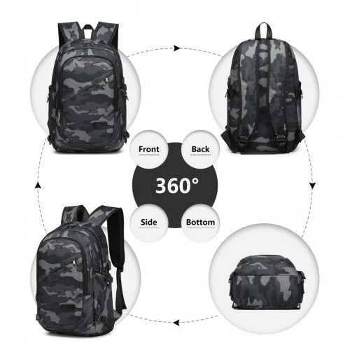 Kono Business Laptop Backpack With USB Charging Port - Camo