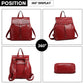 Miss Lulu Vintage Oil-Wax Faux Leather Backpack - Burgundy
