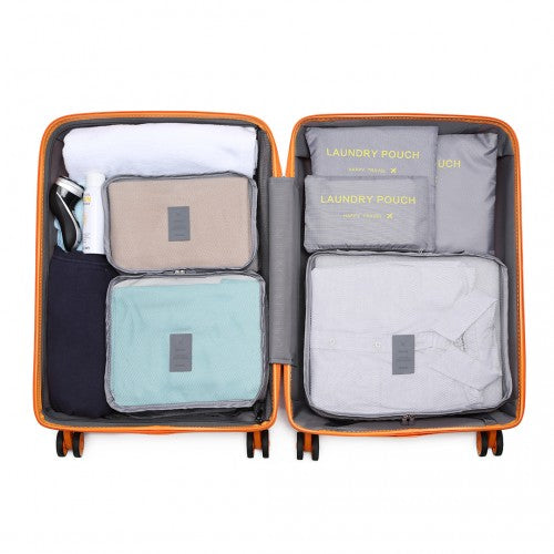 Miss Lulu 6 Piece Polyester Travel Luggage Organiser Bag Set - Grey