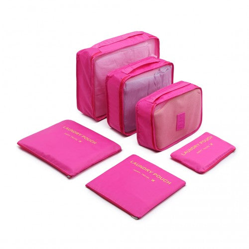 Miss Lulu 6 Piece Polyester Travel Luggage Organiser Bag Set - Plum