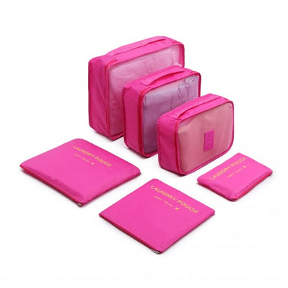 Miss Lulu 6 Piece Polyester Travel Luggage Organiser Bag Set - Plum
