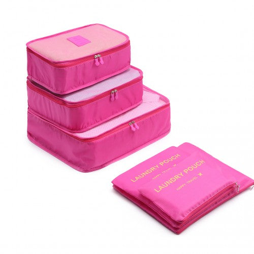 Miss Lulu 6 Piece Polyester Travel Luggage Organiser Bag Set - Plum